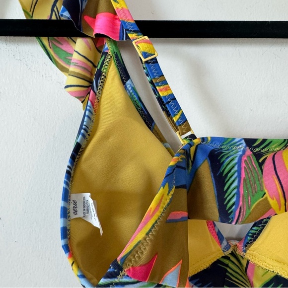 5 For $50🔥 NWOT Aerie Tropical Floral Ruffle Longline Bikini Top S - Picture 6 of 8